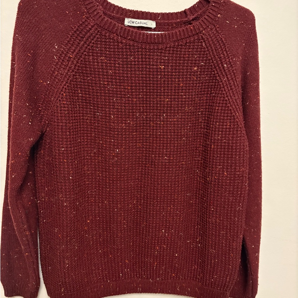 Women's Burgundy Crew Neck Sweater
